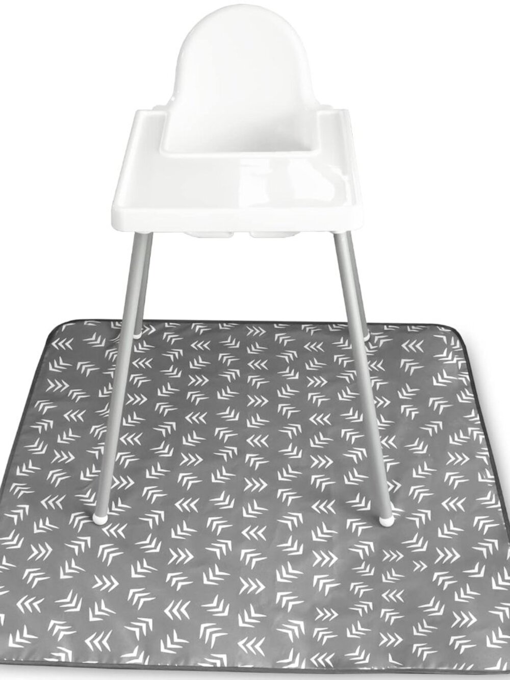 Splat Mat for Under High Chair, 42" x 42", Grey Scatter